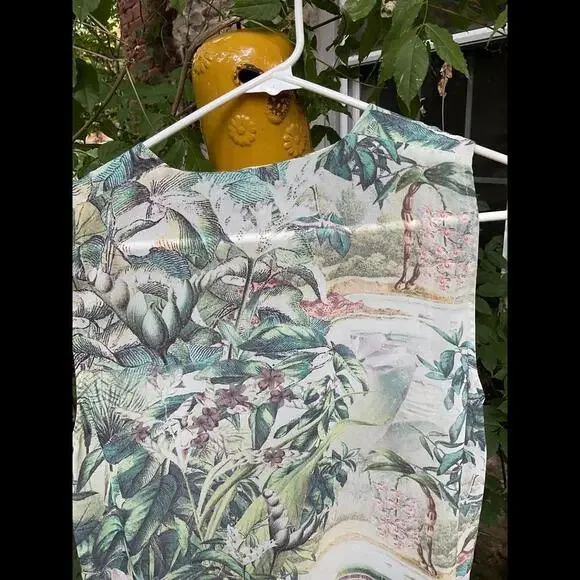 H& M Conscious Collection Tropical print sheer Shirt Size 12 100% Recycled - Picture 10 of 11
